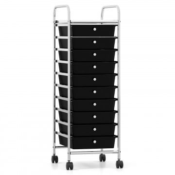 10-Drawer Rolling Storage Cart with Metal Frame and Lockable Universal Wheels 10-Drawer Rolling Storage Cart with Metal Frame and Lockable Universal Wheels