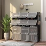12-Cube 48 Pairs Portable Shoe Shelves with Hook