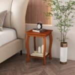 15 Inch 2-Tier Square End Table with Storage Shelf Set of 2