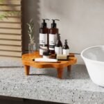 16" Teak Wood Pedestal Stand for Aroma and Snacks