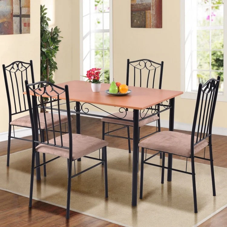 5 Pieces Dining Set Wooden Table and 4 Cushioned Chairs - Image 7