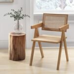 Set of 2 Rattan Accent Chairs with Natural Bamboo Frame
