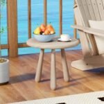 18 Inch Outdoor Mahogany Wood Side Table with Thickened Board