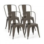 18 Inch Set of 4 Metal Dining Chair with Stackable Design