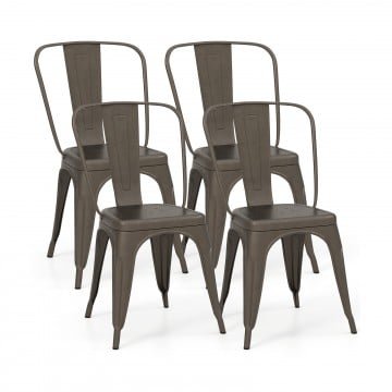 18 Inch Set of 4 Metal Dining Chair with Stackable Design