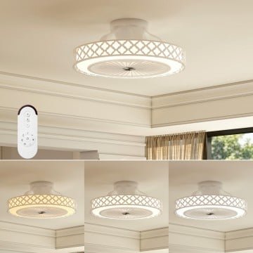 19 Inch Ceiling Fan with Light Low Profile Flush Mount Fan