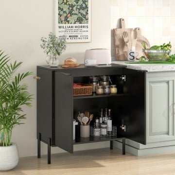 2-Door Buffet Cabinet Sideboard with Shelf and Metal Legs
