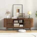 2-Door TV Stand for TVs up to 60 Inches with Adjustable Shelves