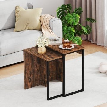 2-in-1 Nesting Coffee Table Set of 2 for Living Room and Bedroom
