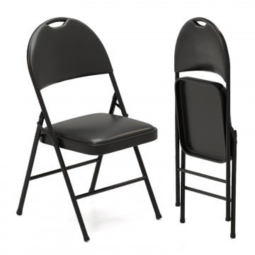 2 Pack Padded Folding Chairs with Metal Frame and Carry Handle