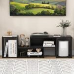 2 Pieces Adjustable TV Stand for TVs up to 55 Inch with Storage Cubes