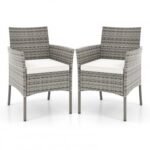 2 Pieces Outdoor PE Rattan Armchairs with Cozy Seat Cushions