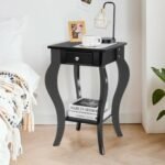2-Tier End Table with Drawer and Shelf for Living Room Bedroom