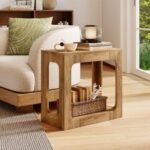 2-Tier End Table with Storage Shelf for Living Room