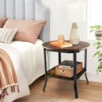 2-Tier Round End Table with Storage Shelf for Living Room