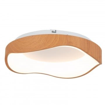 24W Modern LED Mount Ceiling Light with Wood Pattern and Metal Frame
