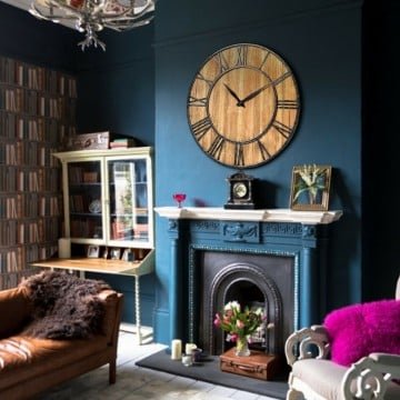 27 Inch Round Wall Clock Decorative Wooden Silent Clock with Battery