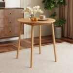 27.5 Inch Round Bamboo Dining Table for 2-4 Person