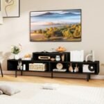 3 Cubby TV Stand for TVs up to 70 Inch Entertainment Center with Open Storage Compartments