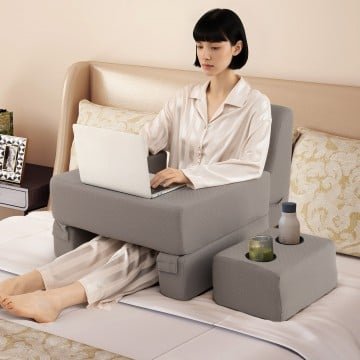 3-Piece Reading Pillow Set Extra Large Lap Desk with Coaster