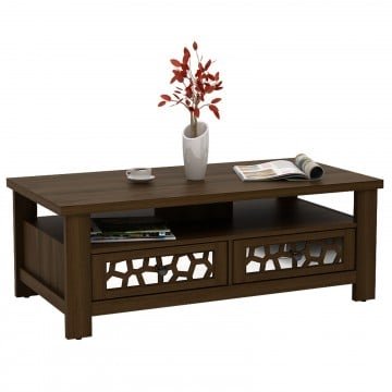 3-tier Coffee Table with 2 Drawers and 5 Support Legs 3-tier Coffee Table with 2 Drawers and 5 Support Legs