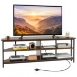 3-Tier Corner TV Stand for TVs up to 65 Inches with Charging Station