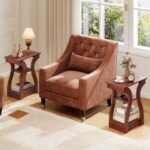 3-Tier End Tables with Charging Station Set of 2 with Open Storage Shelves