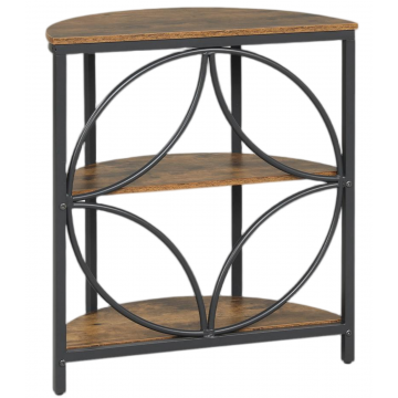3-Tier Half Round End Table with Study Metal Frame for Living Room