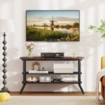 3-Tier Industrial Wooden TV Stand with Storage Shelves for TVs up to 46 Inch