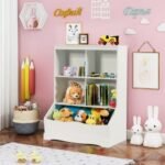3-Tier kids Multi-Functional Bookcase with 5 Open Storage Compartments