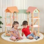 3-Tier Wooden Dollhouse for Kids Aged 3-8 Years Old with 32 Pieces of Accessories