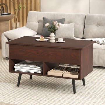 31.5 Inch Lift-Top Coffee Table with Hidden Storage and 2 Open Shelves