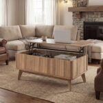 35.5" Rectangle Wooden Fluted Lift Top Coffee Table