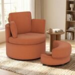 360° Swivel Accent Chair with Half Moon Storage Ottoman