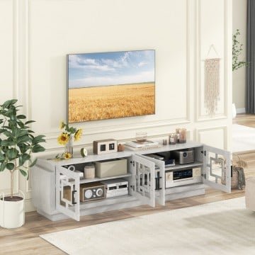 4-Door TV Stand for TVs up to 75 Inch Media Console Table with Adjustable Shelves