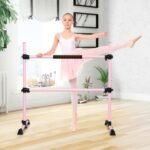 4 Feet Portable Freestanding Stable Construction Pilates Ballet Barre with Double Dance Bar