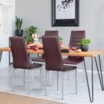 4 Pieces PVC Elegant Design Leather Dining Chairs with Solid Metal Legs