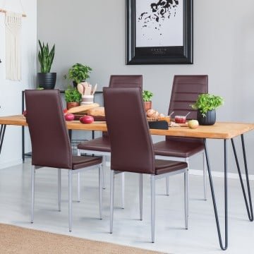 4 Pieces PVC Elegant Design Leather Dining Chairs with Solid Metal Legs 4 Pieces PVC Elegant Design Leather Dining Chairs with Solid Metal Legs
