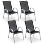 4 Pieces Stackable Patio Dining Chairs Set with Armrest