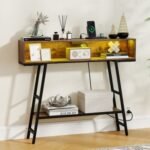 40" Console Table with Charging Station and LED Lights