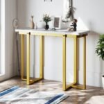 42 Inches Modern Faux Marble Entryway Table with Geometric Metal Frame