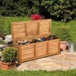 46 Gallon Acacia Wood Storage Bench Box for Patio Garden Deck