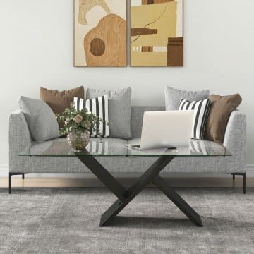47 Inch Rectangle Glass Coffee Table Modern Center Table with Tempered Glass Tabletop 47 Inch Rectangle Glass Coffee Table Modern Center Table with Tempered Glass Tabletop