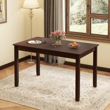 48-Inch Wooden Dining Table for 4 People Rectangular Kitchen Table with Rubber Wood Legs