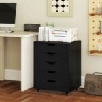 5 Drawer Mobile File Cabinet with Wheels for Living Room