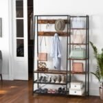 5-in-1 Entryway Hall Tree with Storage Bench with 9 Hooks