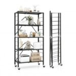 5-Tier Foldable Storage Shelf with Wheels