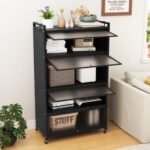 5-Tier Kitchen Storage Cabinet with 4 Flip-up Doors
