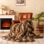 540GSM Soft Plush Fuzzy Luxury Faux Raccoon Fur Blanket for Bed