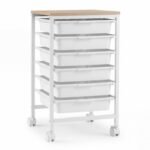 6-Drawer Rolling Storage Cart with Wooden Tabletop
